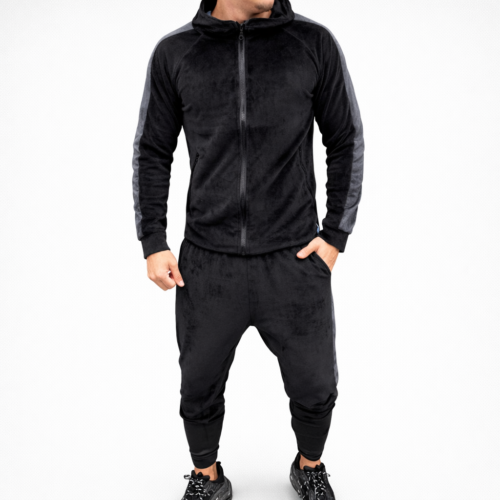 Trening Street conic, cu tur lasat din CATIFEA - Negru/Gri - E10